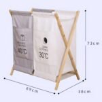 Panier à linge double grilles avec support en bois pratique – Image 4