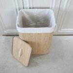 Panier à Linge Rectangulaire Pliable en Bambou avec Couvercle – Image 4