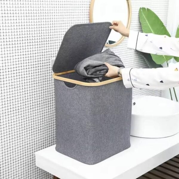 Panier à linge en tissu avec couvecle