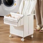 Panier à linge pliable en PVC avec roulettes
