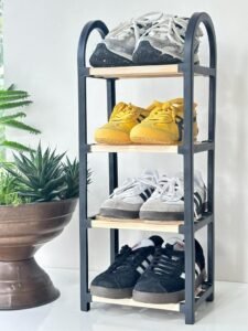 Étagère de rangement 4 niveaux en bois avec poignée en PVC – Image 2