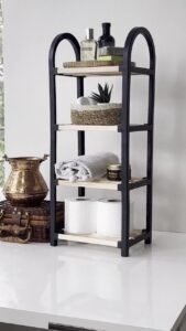 Étagère de rangement 4 niveaux en bois avec poignée en PVC – Image 3