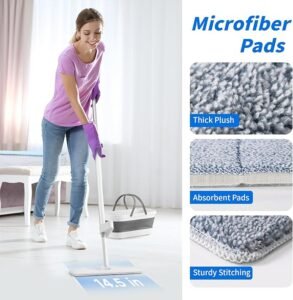 Balai serpillière plat auto-essoreur avec seau pliable – Image 4