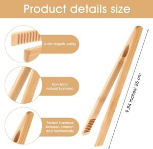 Pince à grille-pain en bois de bambou – Image 3