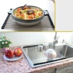 Égouttoir à Vaisselle Enroulable Pliable en Acier Inoxydable – Image 2