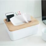 Boîte à mouchoirs multifonctionnelle avec couvercle en bambou – Image 3