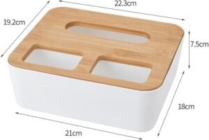 Boîte à mouchoirs multifonctionnelle avec couvercle en bambou – Image 5