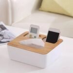 Boite à mouchoirs en PVC avec couvercle en bambou multifonctions... – Image 4