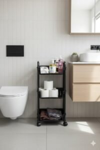 Chariot de rangement 3 niveaux en PVC avec roulettes multifonctions – Image 2