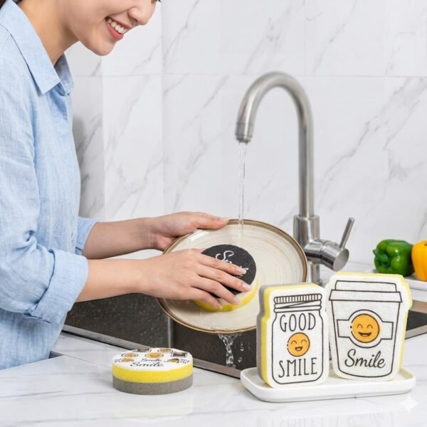Set de 4 Éponges à Vaisselle Design "Smile"