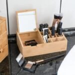 Boite de rangement maquillage en bambou avec miroir... - Image 2