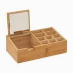 Boite de rangement maquillage en bambou avec miroir... – Image 3