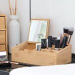 Boite de rangement maquillage en bambou avec miroir... – Image 2