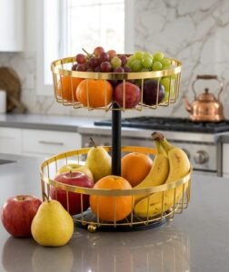 Panier à fruit à deux niveaux moderne et pratique