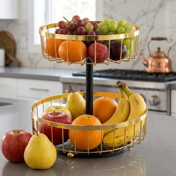 Panier à fruit à deux niveaux moderne et pratique