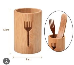 Porte-Fourchettes Cylindrique en Bambou – Image 3