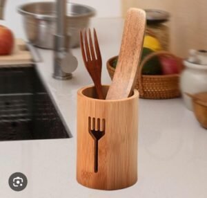Porte-Fourchettes Cylindrique en Bambou – Image 2