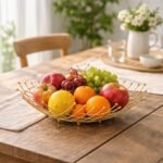 Corbeille à Fruits Géométrique Dorée 27cm – Image 2